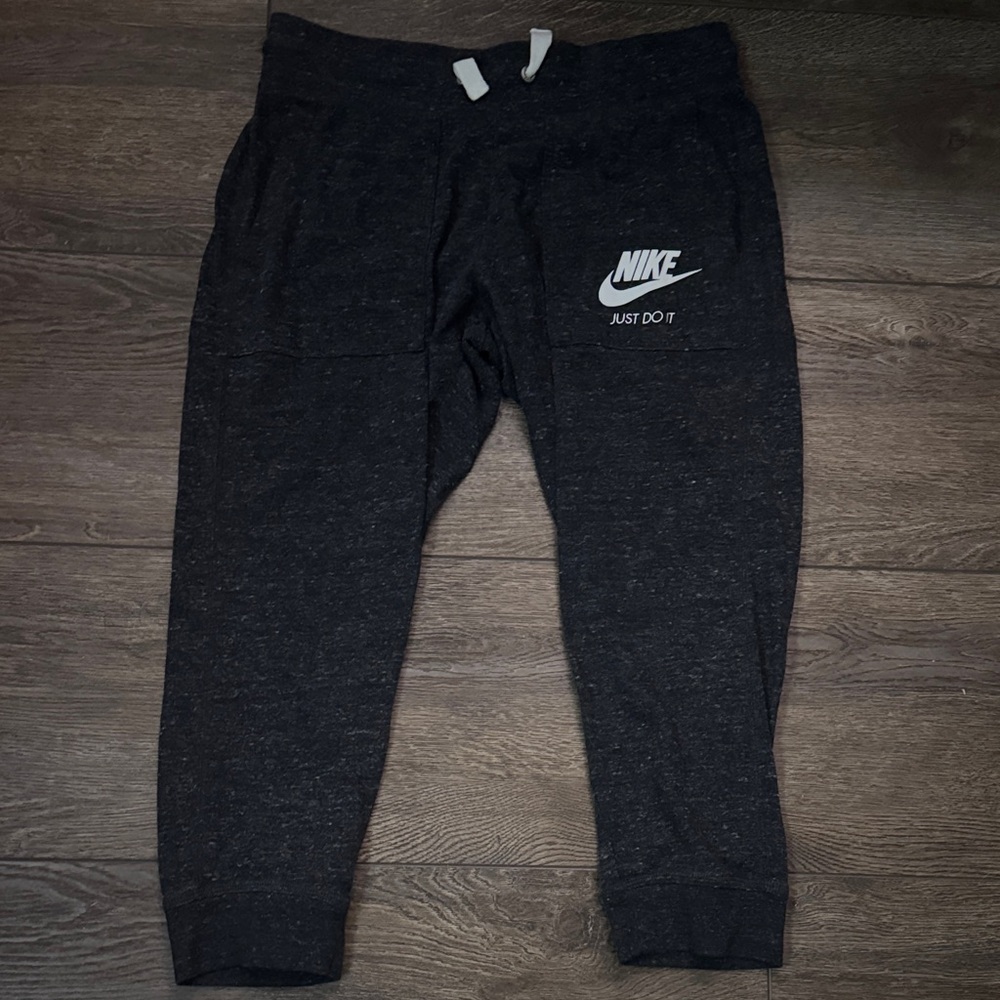 Nike Charcoal Gray Jogger Sweatpants Drawstring Logo Lounge Athletic Size Small - Picture 10 of 12
